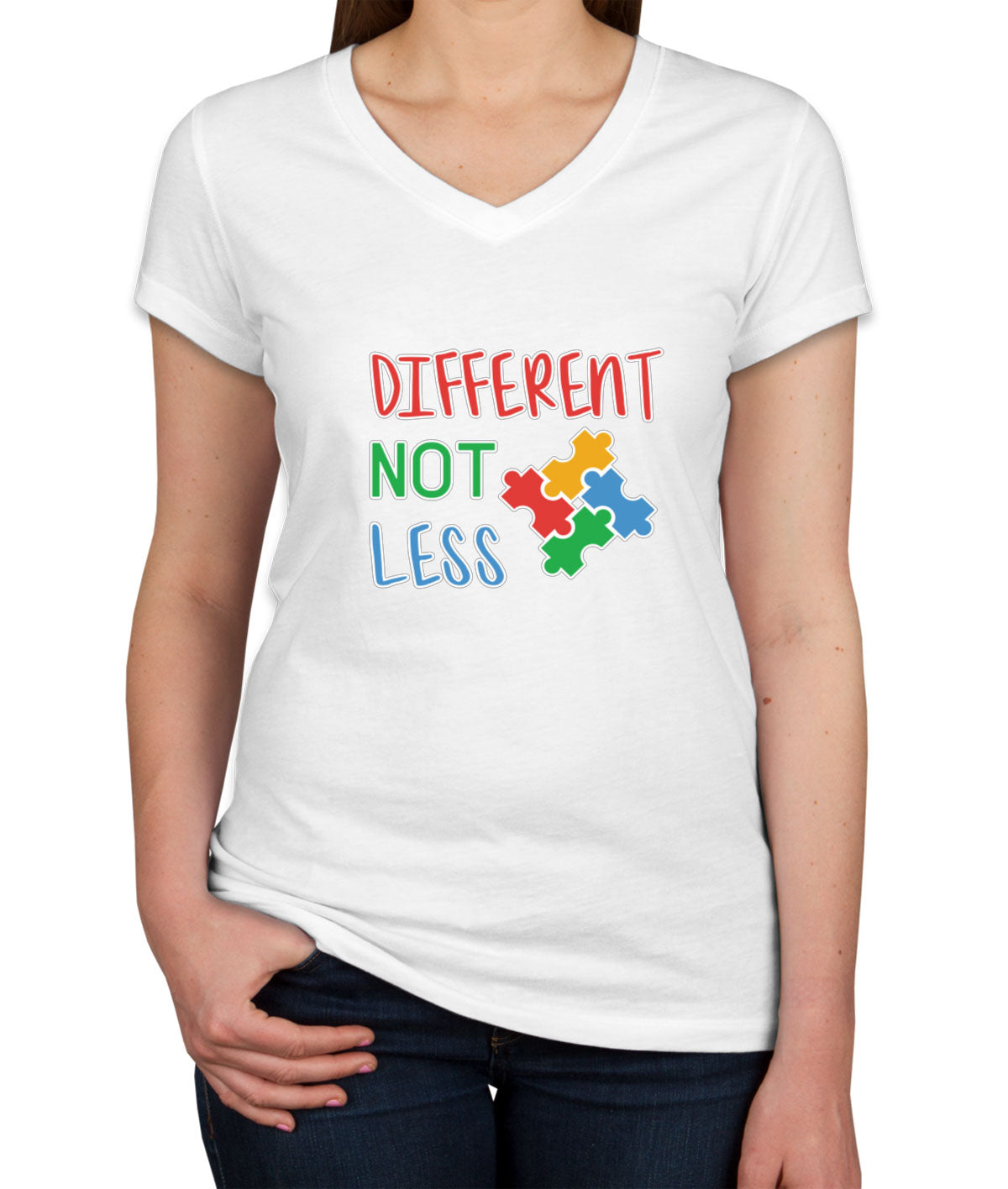 Autism Awareness Different Not Less Women's V Neck T-shirt