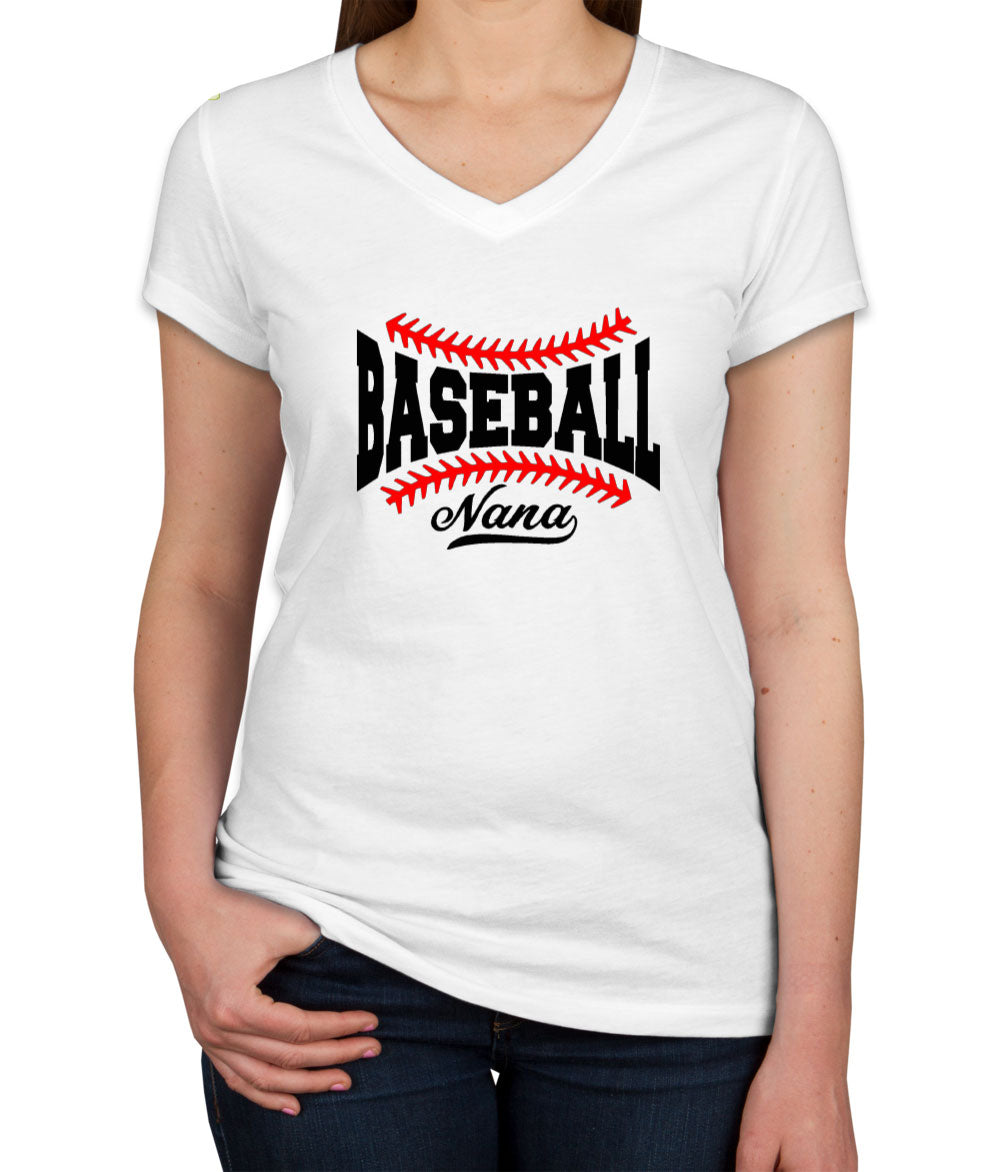 Baseball Nana Women's V Neck T-shirt