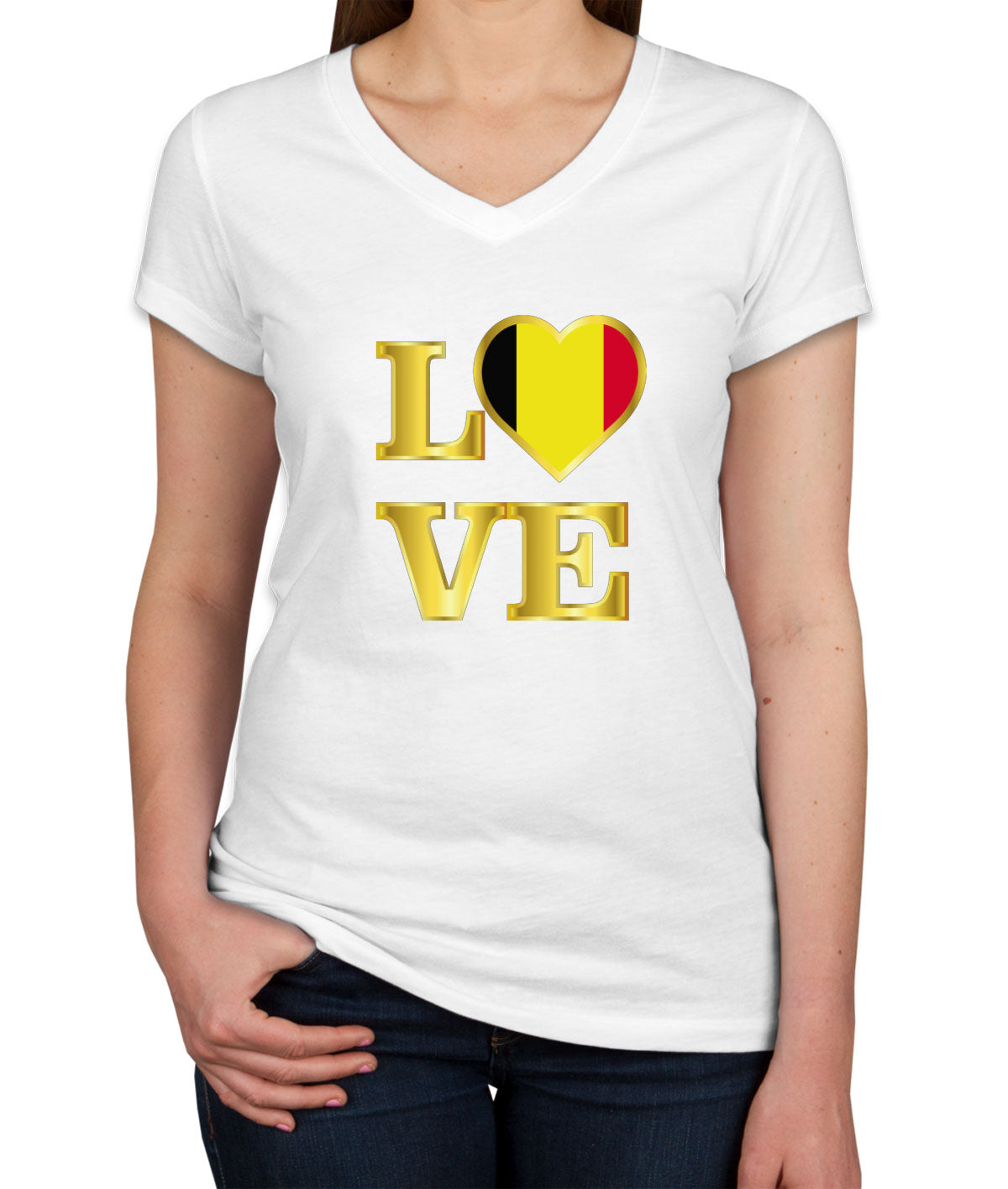 Belgium Love Women's V Neck T-shirt