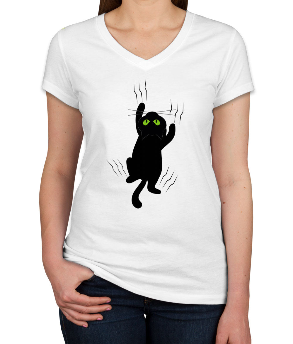 Black Cat Women's V Neck T-shirt