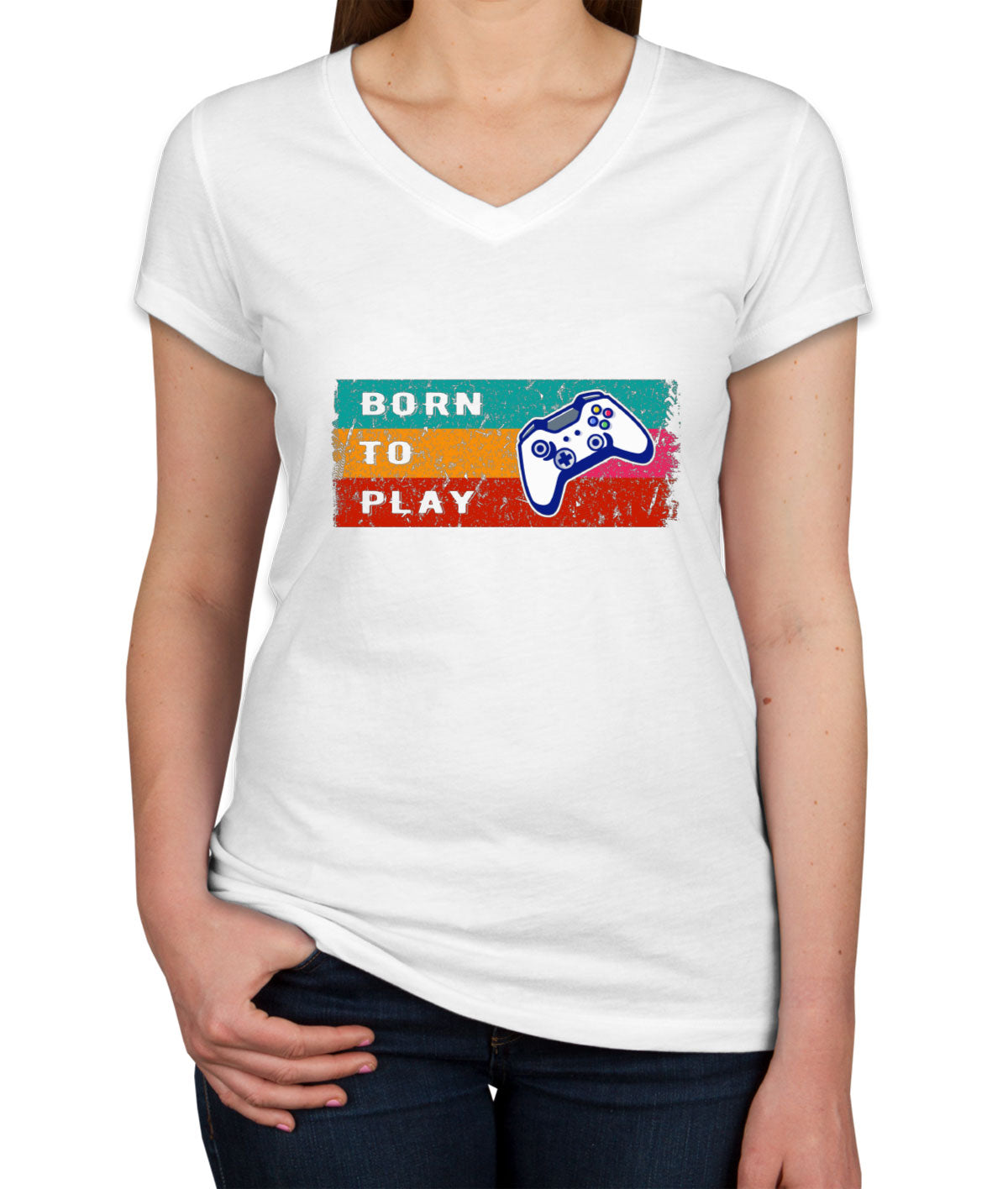 Born To Play Game Women's V Neck T-shirt