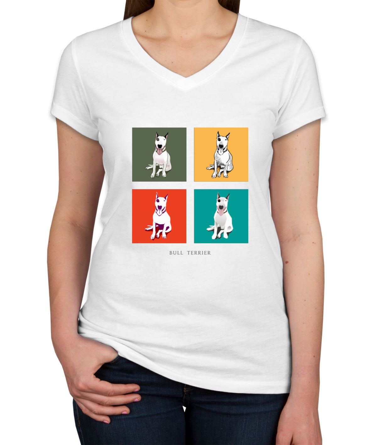 Bull Terrier Dog Women's V Neck T-shirt