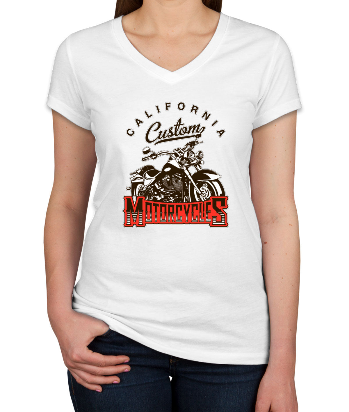 California Custom Motorcycles Women's V Neck T-shirt