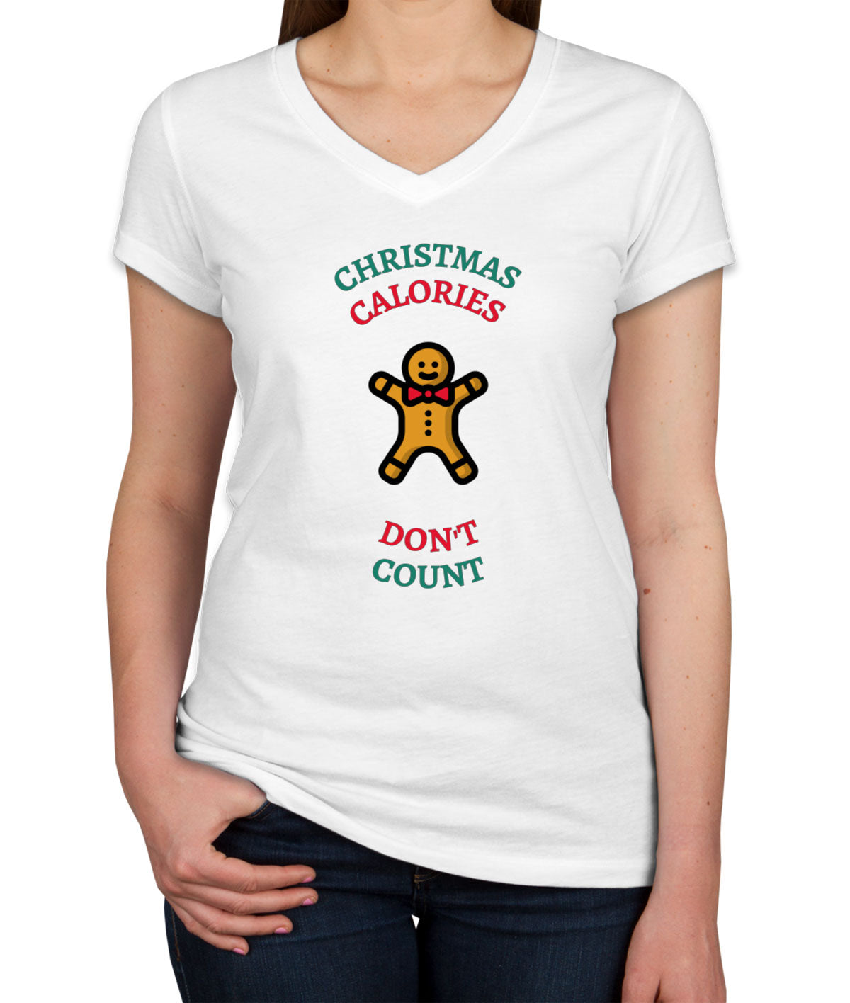 Christmas Calories Don't Count Women's V Neck T-shirt