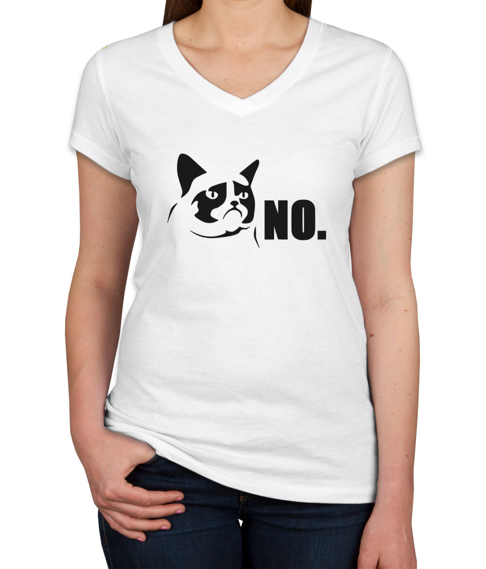 Cat No Women's V Neck T-shirt