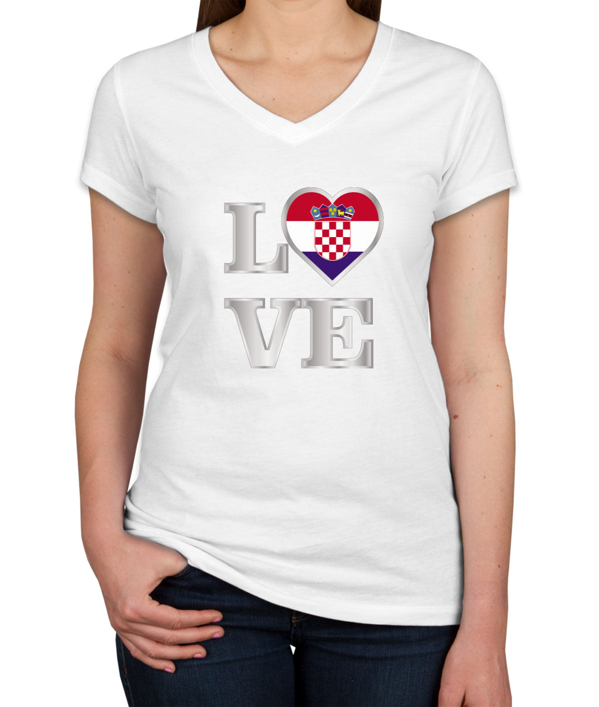 Croatia Love Women's V Neck T-shirt