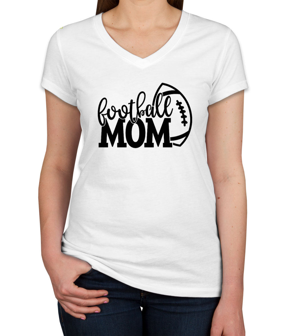 Football Mom Football Women's V Neck T-shirt