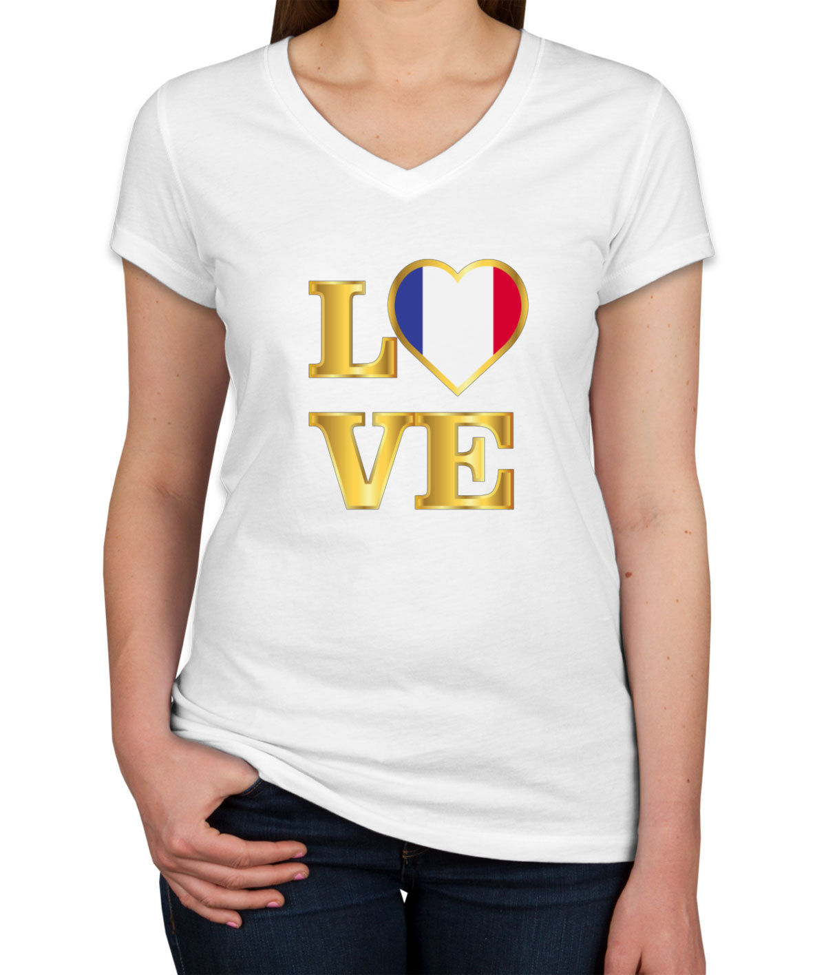 France Love Women's V Neck T-shirt
