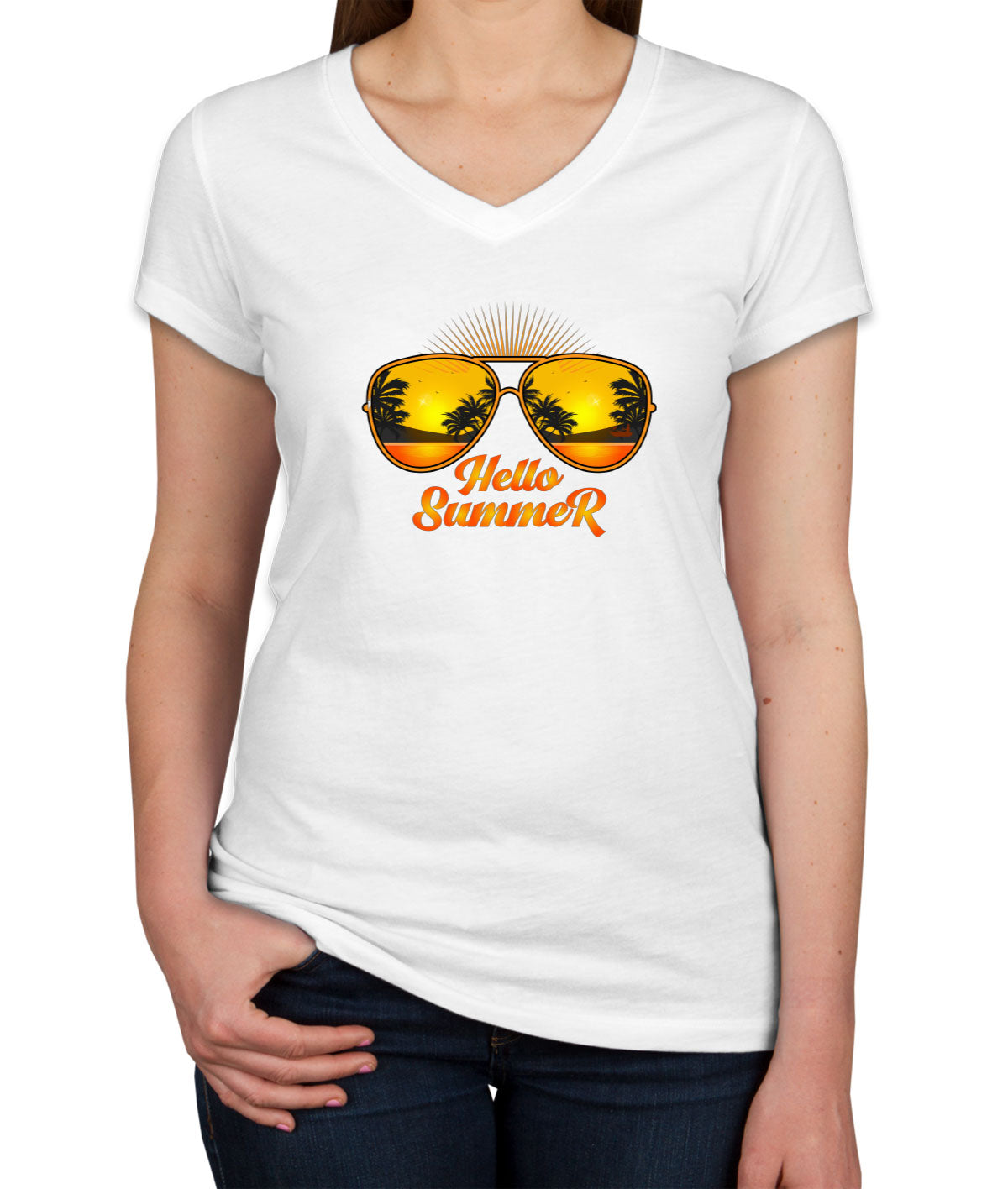 Hello Summer Women's V Neck T-shirt