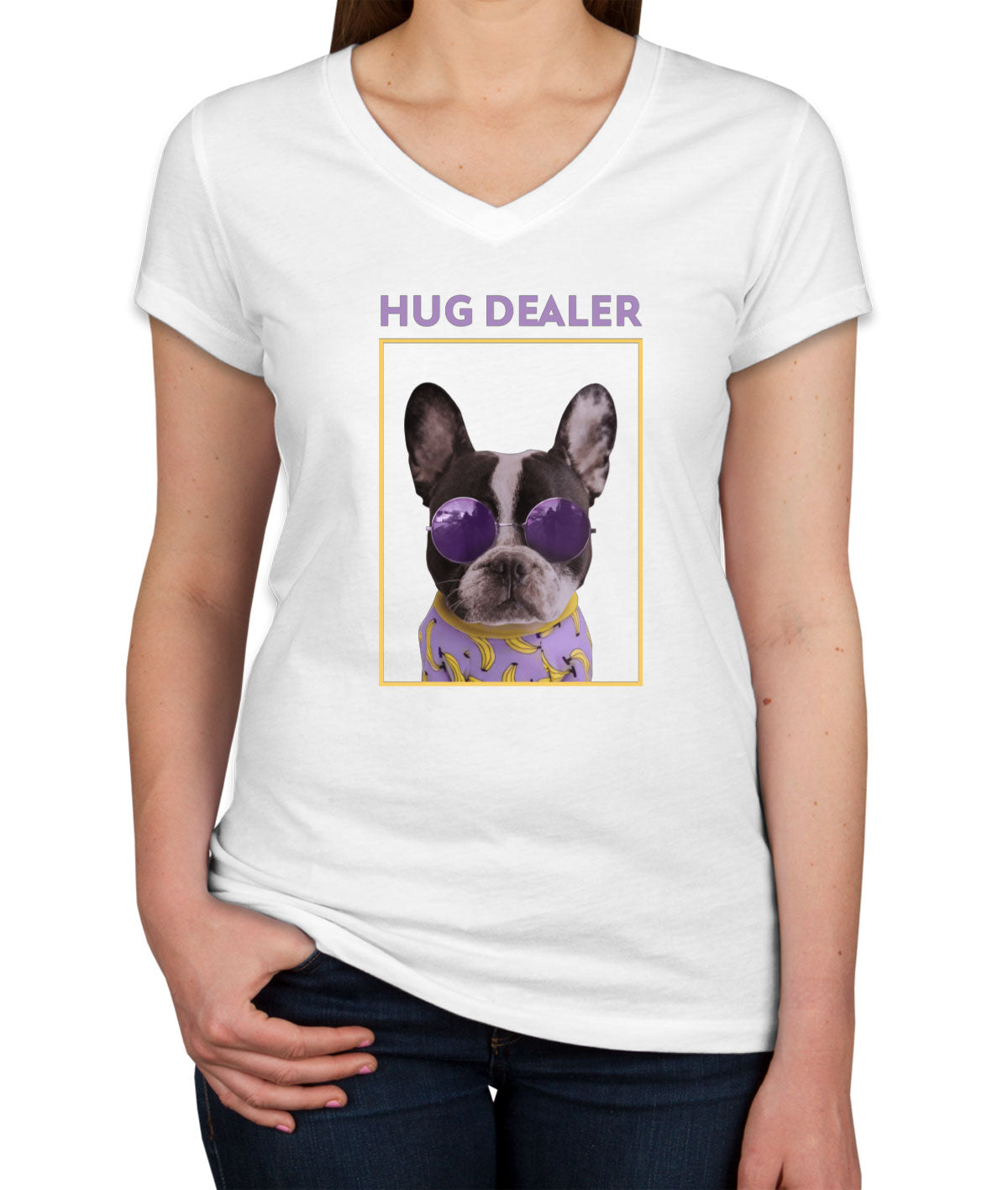 Hug Dealer Women's V Neck T-shirt