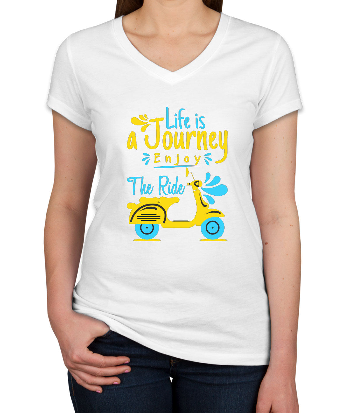 Life Is Journey Enjoy The Ride Women's V Neck T-shirt