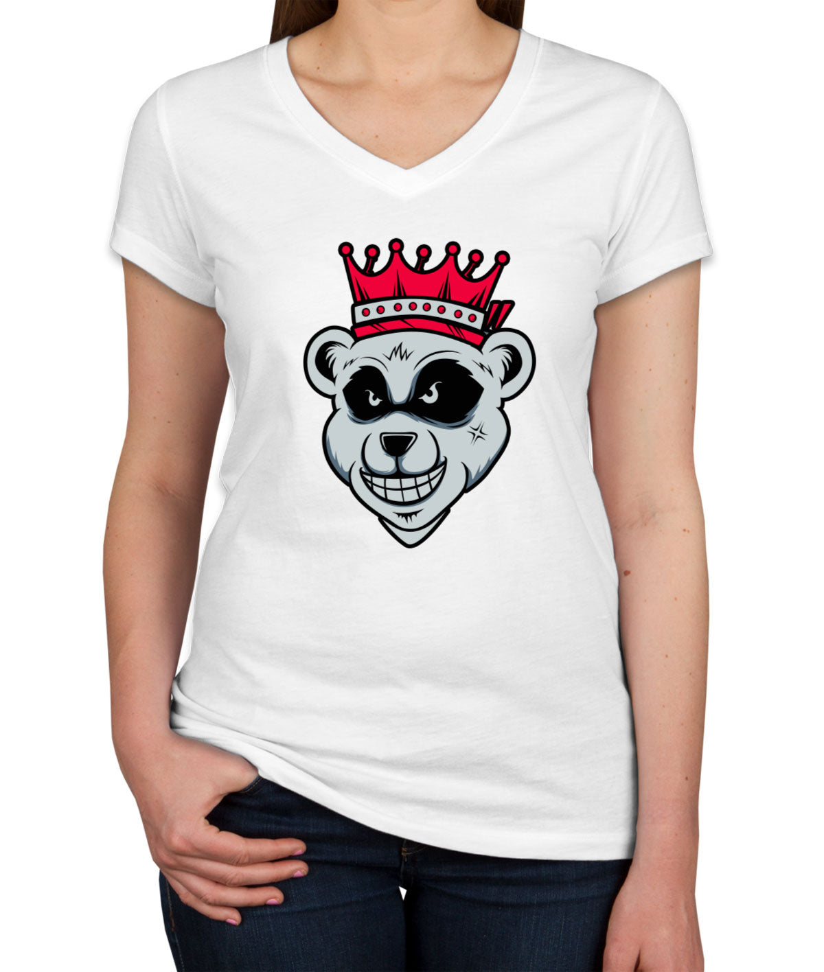 King Bear With Crown Women's V Neck T-shirt