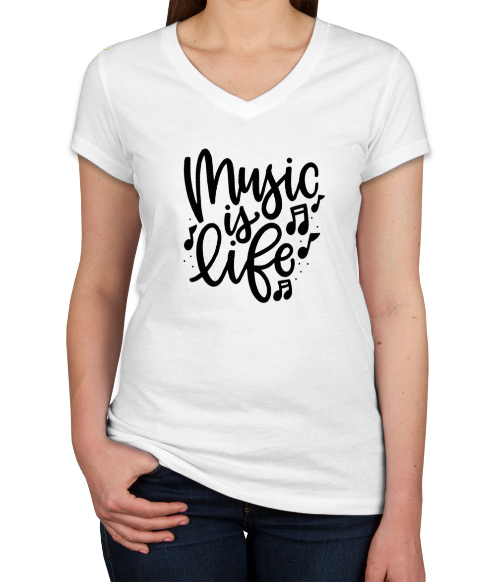 Music Is Life Women's V Neck T-shirt