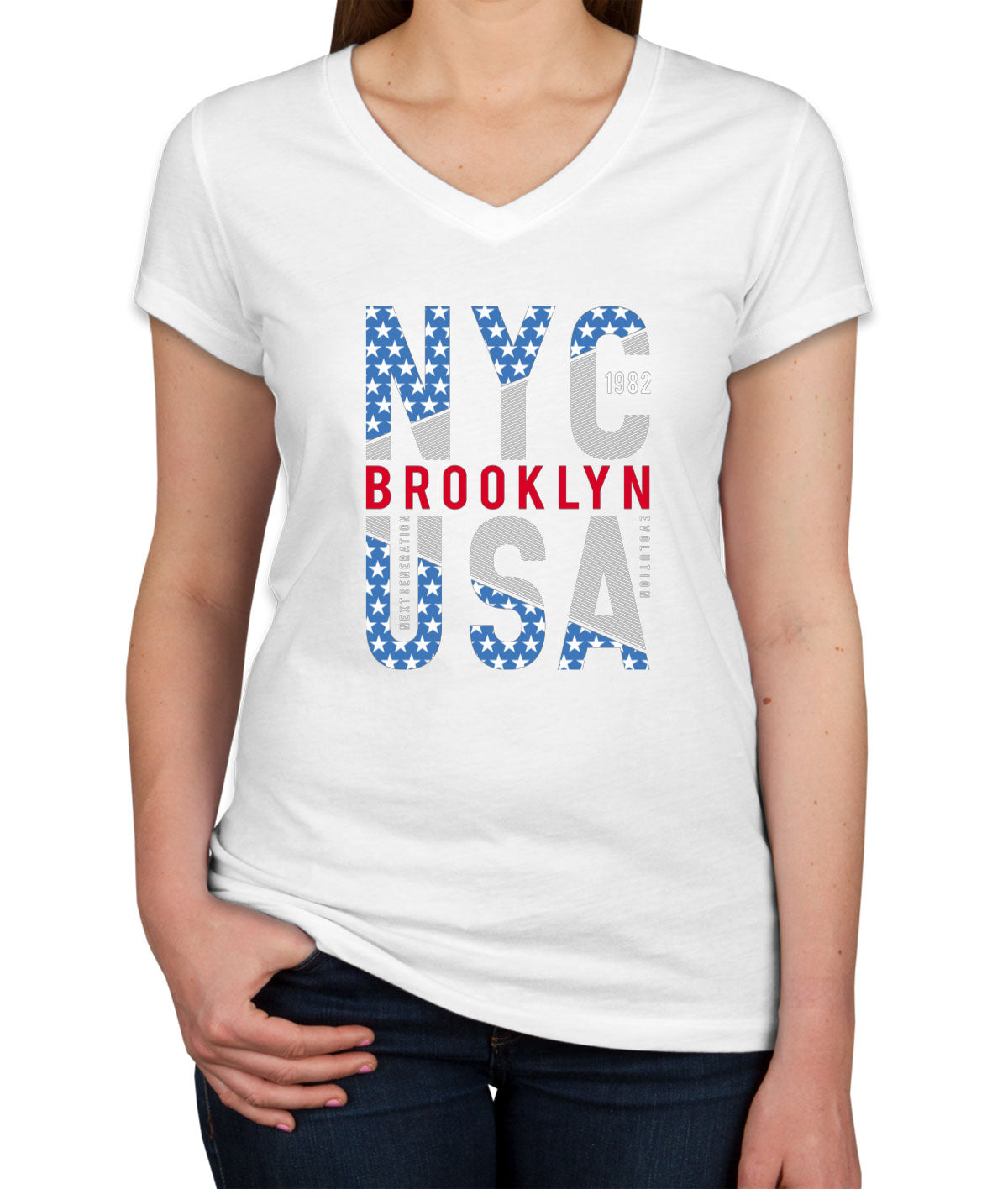 Brooklyn NYC USA Women's V Neck T-shirt