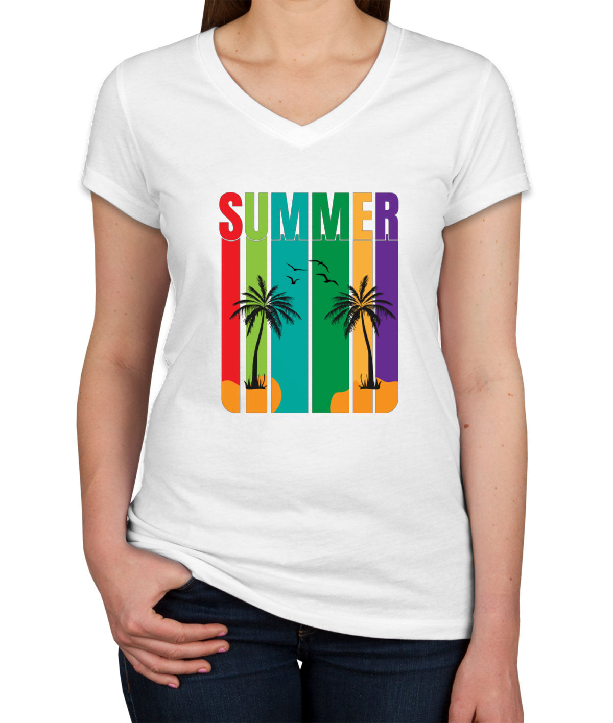 Retro Summer Women's V Neck T-shirt