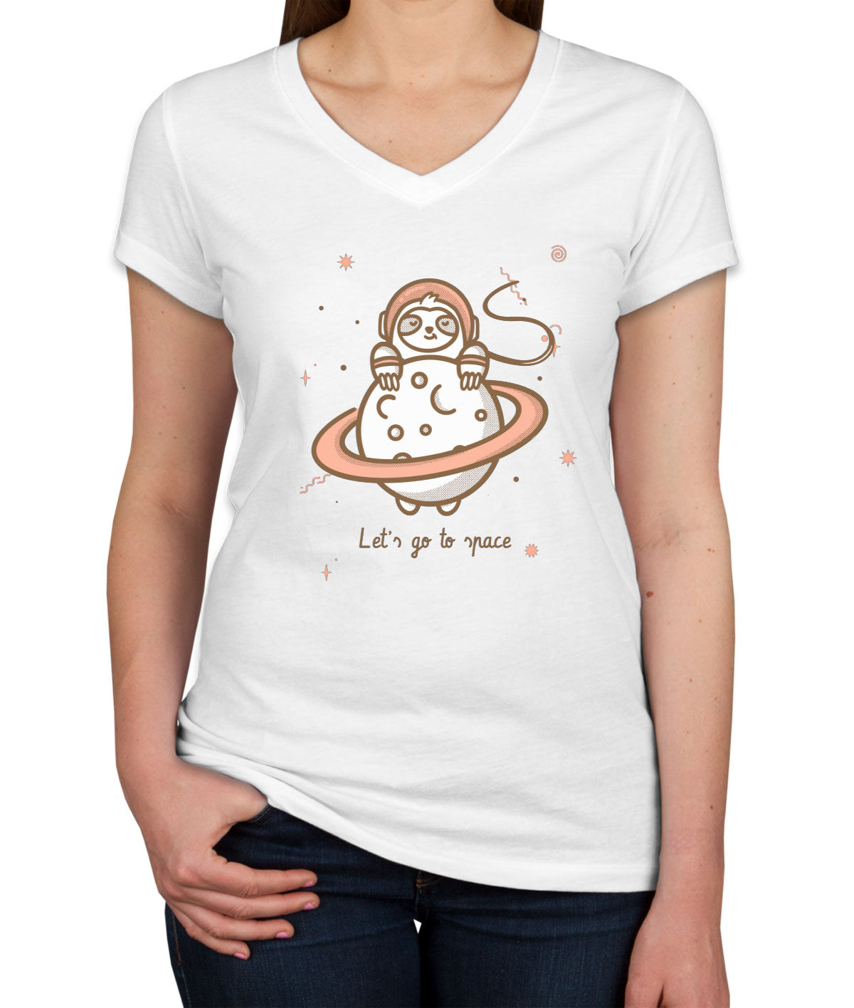 A Sloth In Space Women's V Neck T-shirt