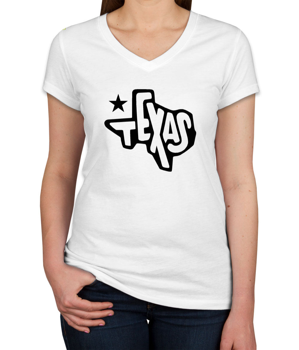 Texas Map Women's V Neck T-shirt