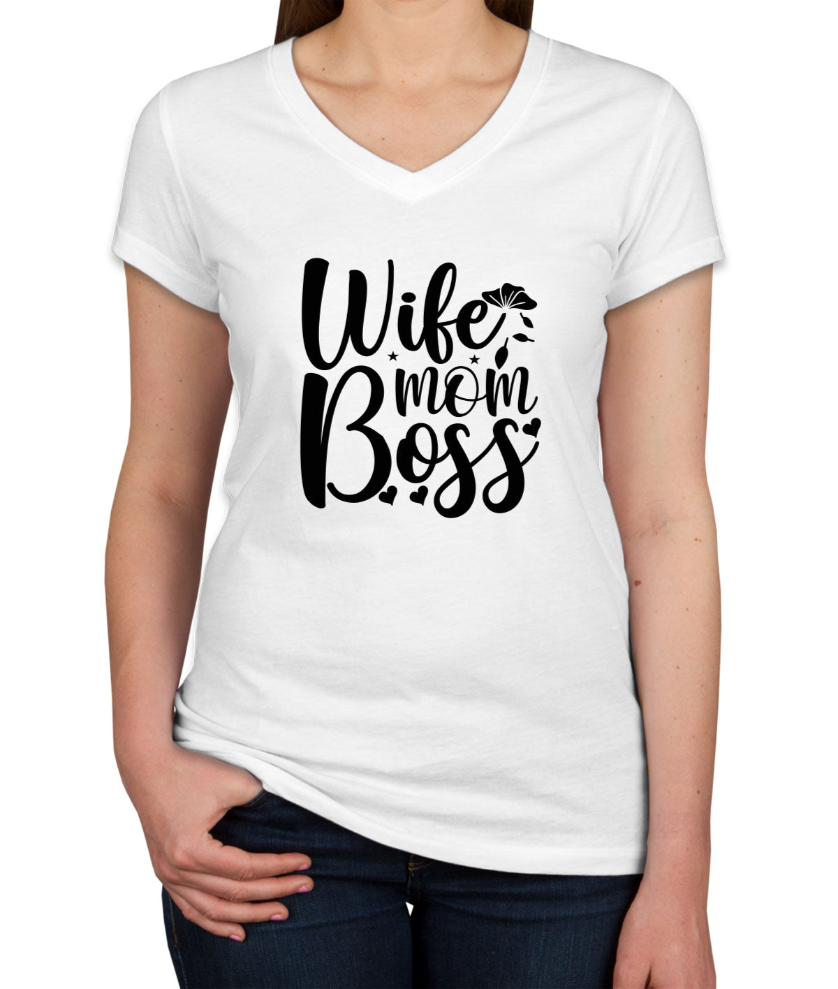 Wife Mom Boss Women's V Neck T-shirt