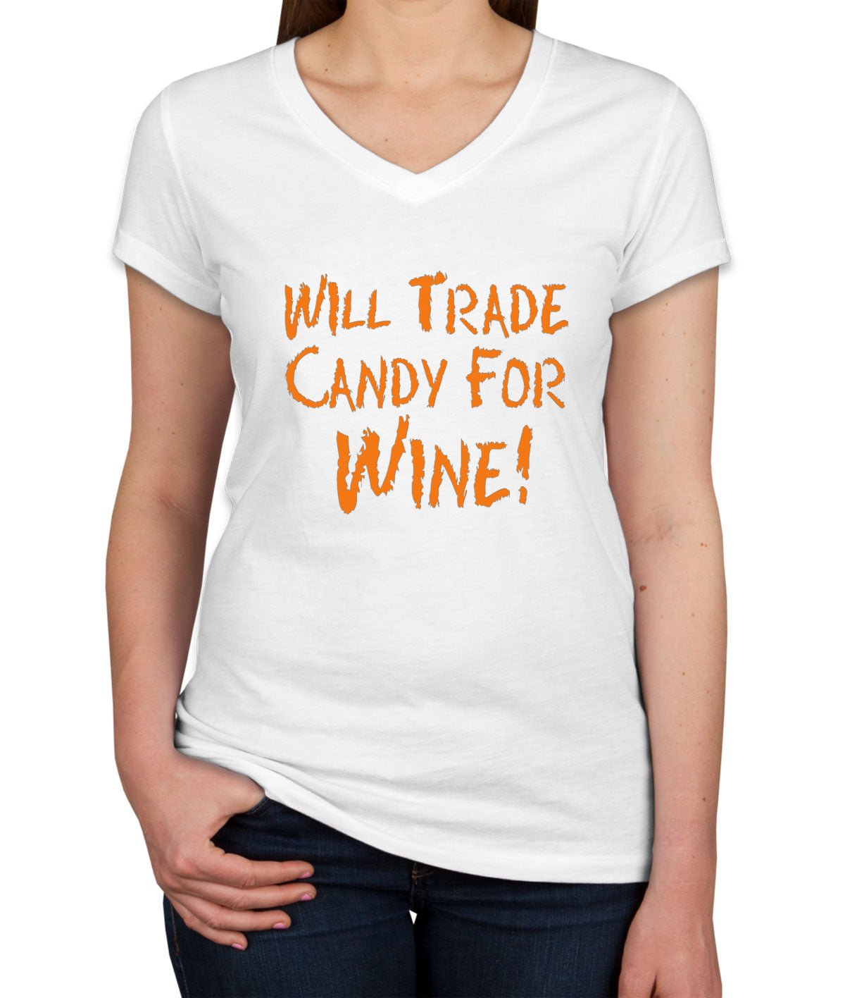 Will Trade Candy For Wine Women's V Neck T-shirt