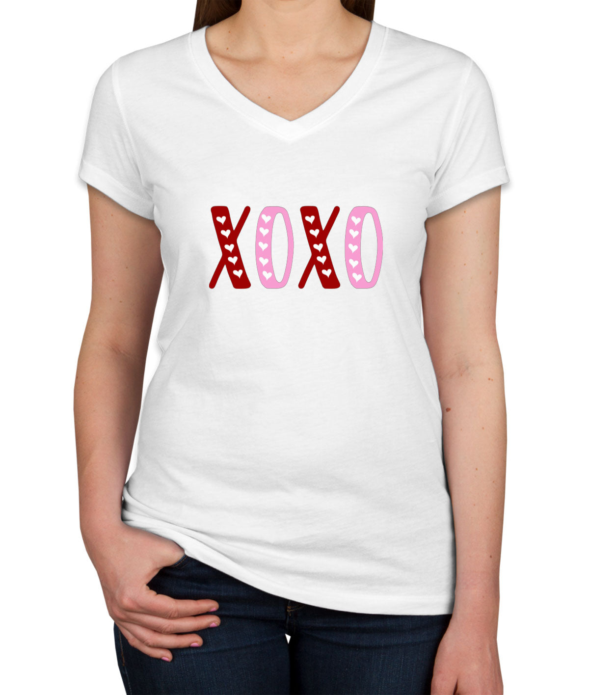 XOXO Love Valentine's Day Women's V Neck T-shirt